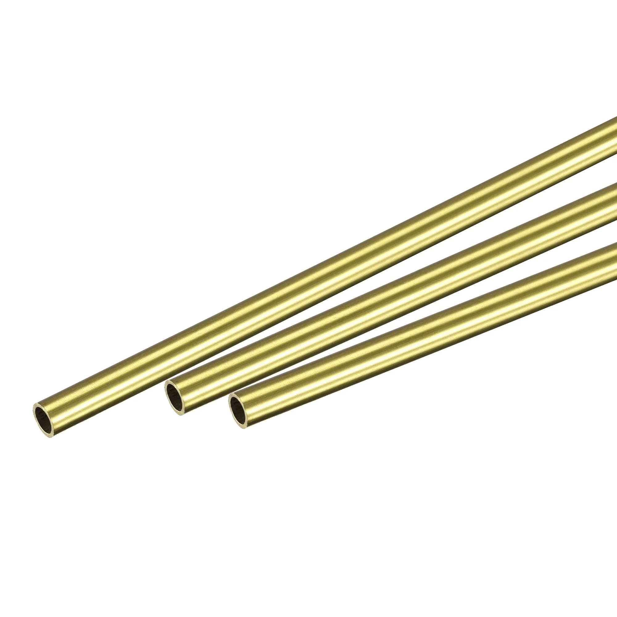uxcell Brass Round Tube 4mm OD x 0.5mm Wall x 200mm Length Pipe Tubing (3 Pcs) | Precision Seamless Construction for DIY & Industrial Use — 5mm x 0.5mm x 200mm