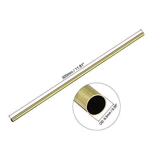 uxcell Brass Round Tube 6.5mm OD x 0.25mm Wall x 300mm Length Pipe Tubing (3 Pcs) | Precision Metal Tubing for DIY & Industrial Use thumbnail 2