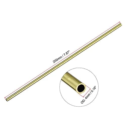 uxcell Brass Round Tube 4mm OD x 0.5mm Wall x 200mm Length Pipe Tubing (3 Pcs) | Precision Seamless Construction for DIY & Industrial Use thumbnail 2