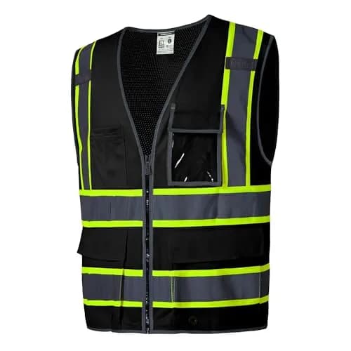 SKSAFETY Class 2 High Visibility Safety Vest 5XL Black | ANSI/ISEA 107-2020 Compliant thumbnail 1