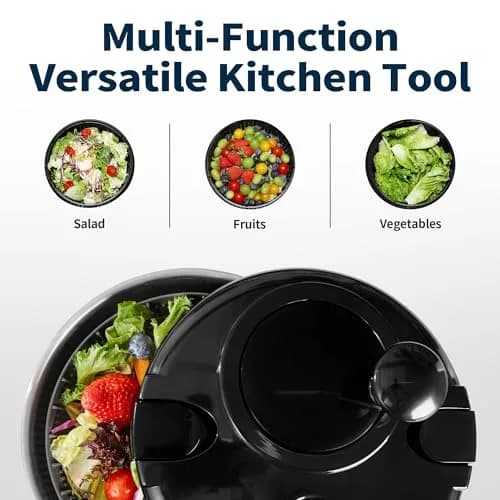 SveBake Stainless Steel Salad Spinner 4.8 Qt with Crank & Non-Slip Base | Washes & Dries Greens, Herbs, Berries, Veggies thumbnail 8
