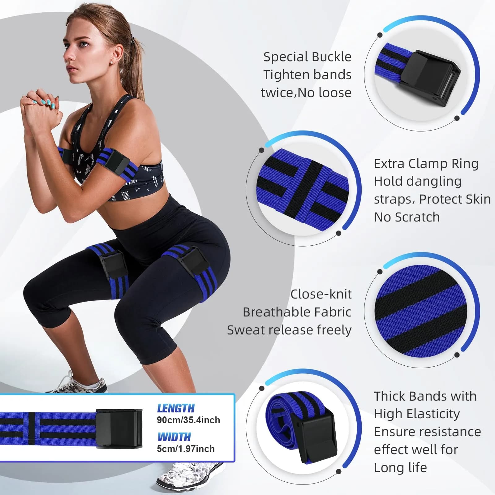 ROSYQUARZ BFR Booty Bands 89.9cm (35.4'') | Blood Flow Restriction Training for Glutes & Arms - view 2