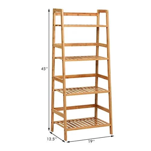 GRAFFY 4-Tier Ladder Shelf Plant Stand, Bamboo Storage Rack, Natural | Modern Home Decor thumbnail 5