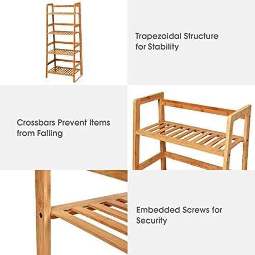 GRAFFY 4-Tier Ladder Shelf Plant Stand, Bamboo Storage Rack, Natural | Modern Home Decor thumbnail 6