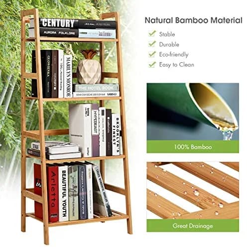 GRAFFY 4-Tier Ladder Shelf Plant Stand, Bamboo Storage Rack, Natural | Modern Home Decor thumbnail 7