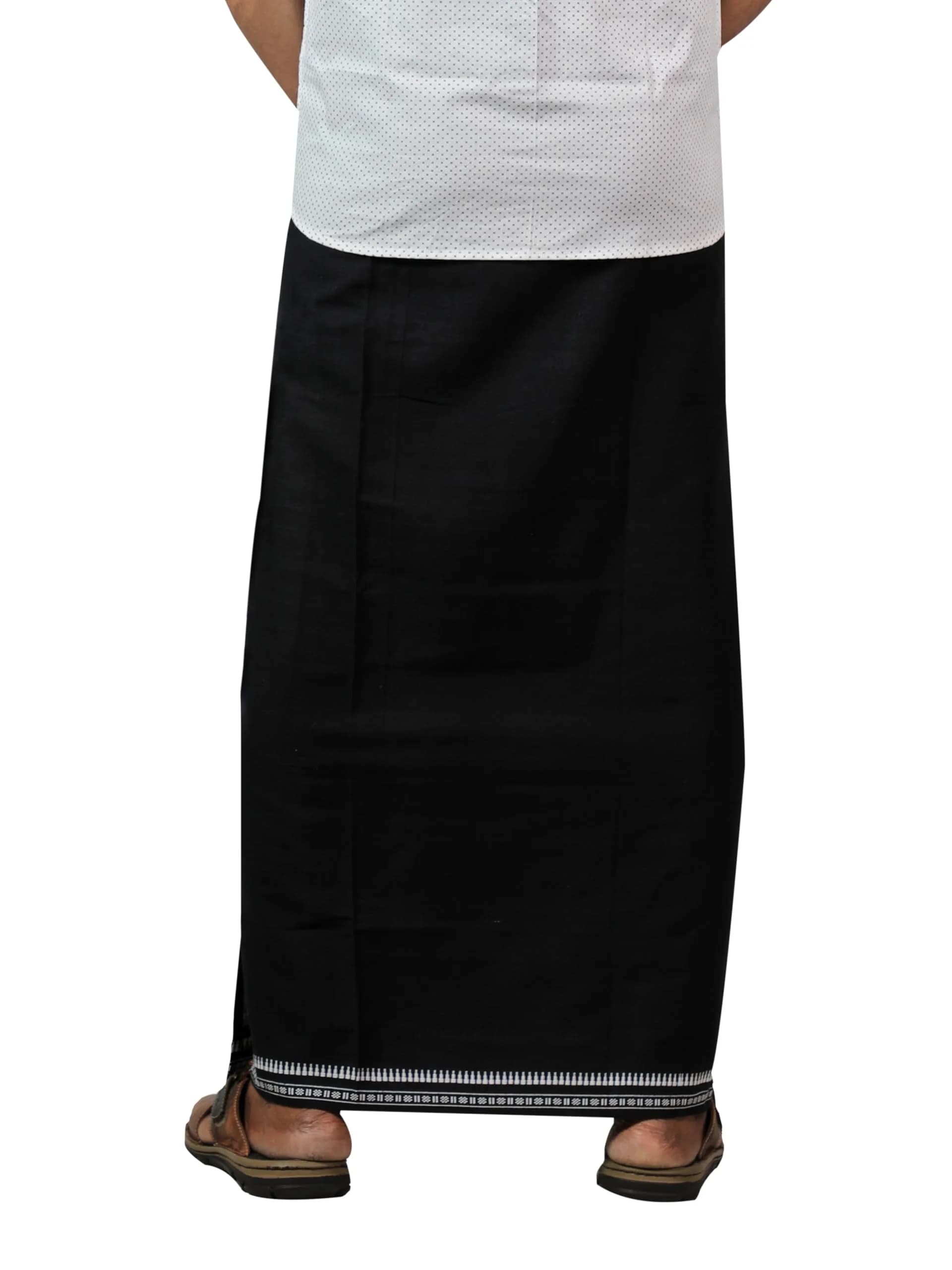PRAKASAM COTTON Men's Kerala Style Dhoti (2-Pack, Black-Kaavi) | 100% Cotton Fine Quality - view 2