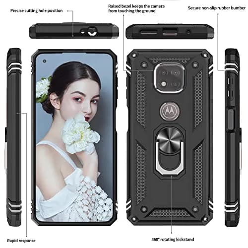 LeYi for Moto G Power 2021 Case: Heavy Duty Shockproof & Stand Black | Military Grade Drop Protection thumbnail 3