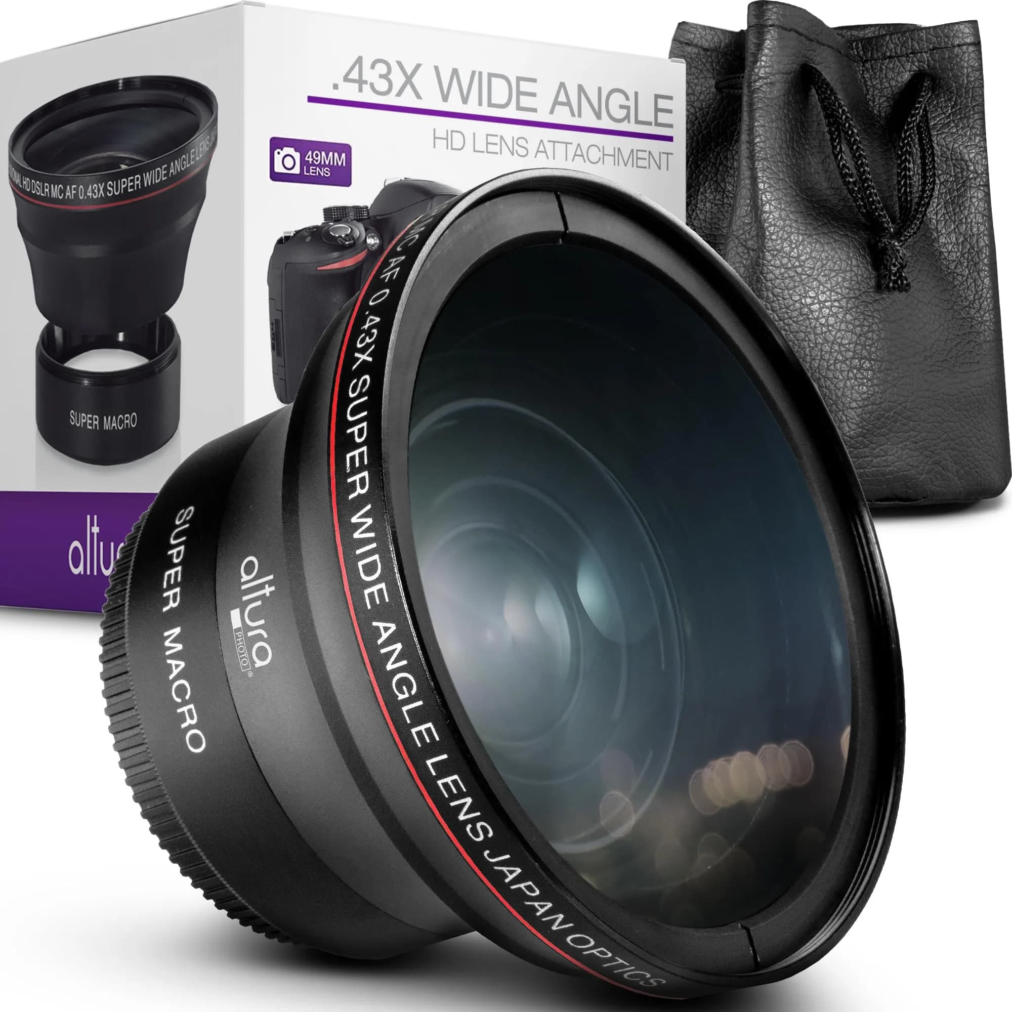 Altura Photo 49mm Wide Angle Lens with Macro for Canon EOS M50, R100 | 0.43x HD Coating - main product image
