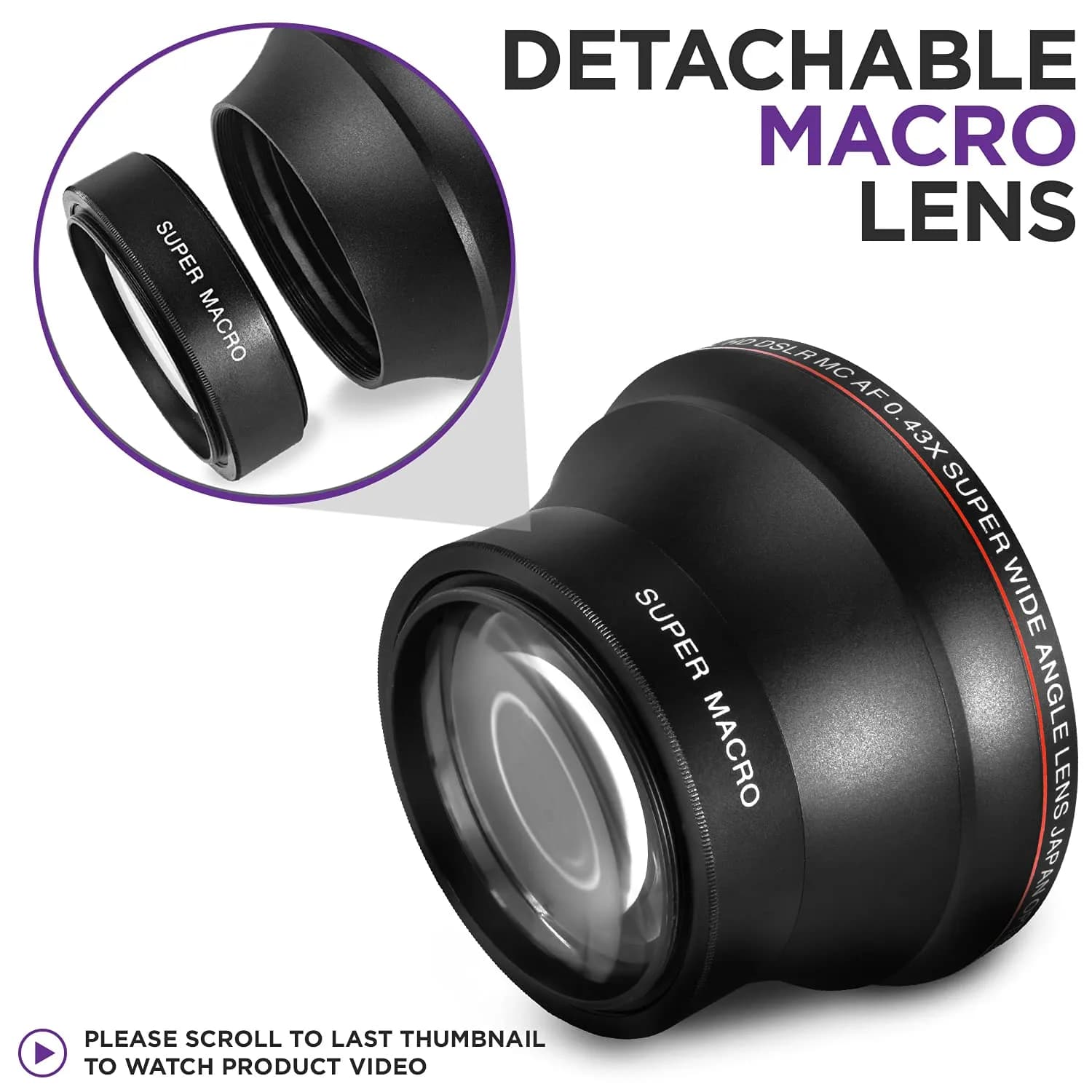 Altura Photo 49mm Wide Angle Lens with Macro for Canon EOS M50, R100 | 0.43x HD Coating - view 5
