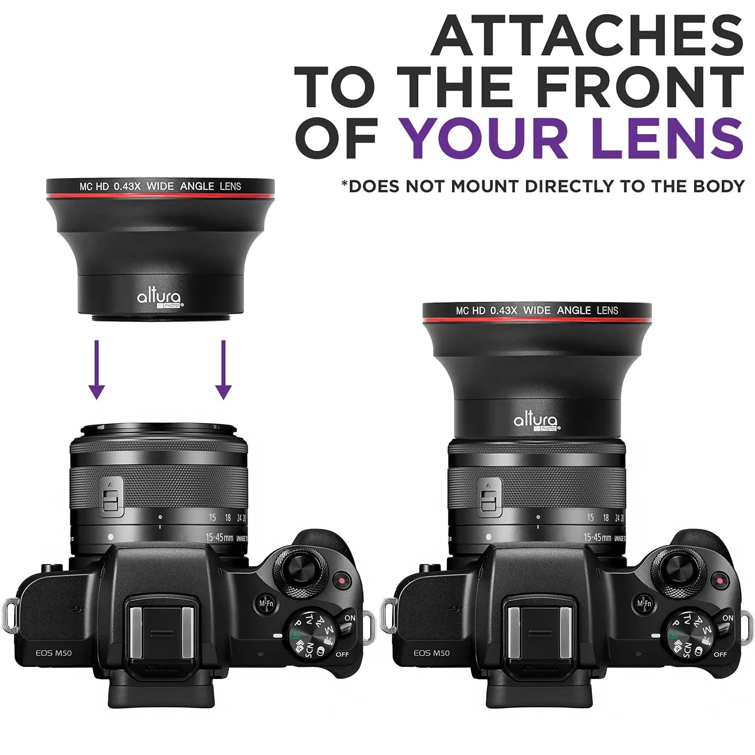 Altura Photo 49mm Wide Angle Lens with Macro for Canon EOS M50, R100 | 0.43x HD Coating - view 2