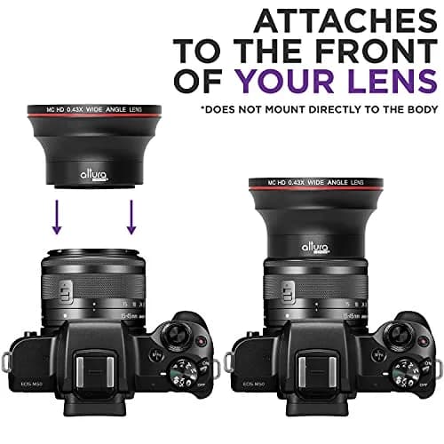 Altura Photo 49mm Wide Angle Lens with Macro for Canon EOS M50, R100 | 0.43x HD Coating thumbnail 2