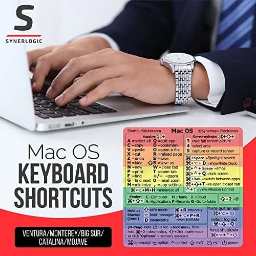 Synerlogic Mac OS Shortcuts Sticker | Laminated Vinyl MacBook Cheatsheet for macOS | Rainbow Edition (3.25 x 3.25 inches) thumbnail 2