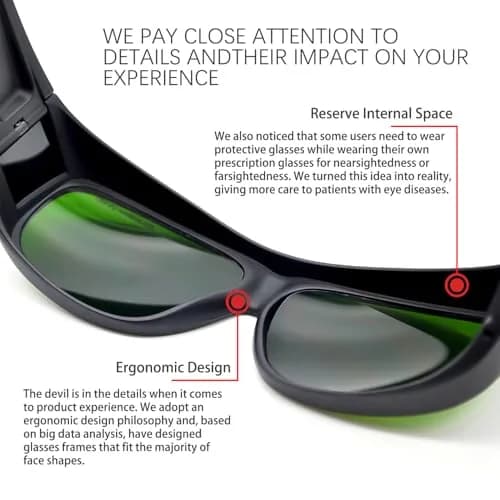 CARLANY Professional IPL Safety Glasses OD 5+ 200-2000nm | CE Certified Anti-Fog Over-the-Glass Design thumbnail 3