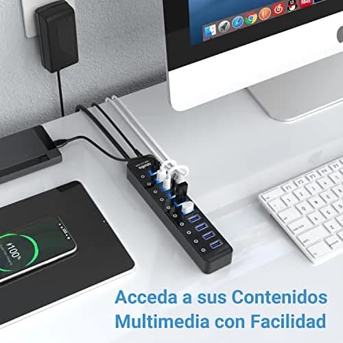 atolla Powered USB 3.0 Hub 10 Ports | High-Speed Data Transfer & Individual ON/OFF Switches thumbnail 6