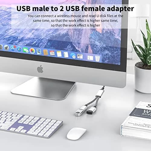 MOGOOD USB Splitter 1-to-2 Y-Cable, 2-Pack Silver | Expands USB-A Port for Data & Charging thumbnail 5