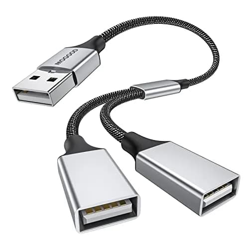 MOGOOD Dual USB 2.0 Port Extender Hub with Aluminum & Nylon Braided Cable | 480 Mbps Data Transfer thumbnail 1