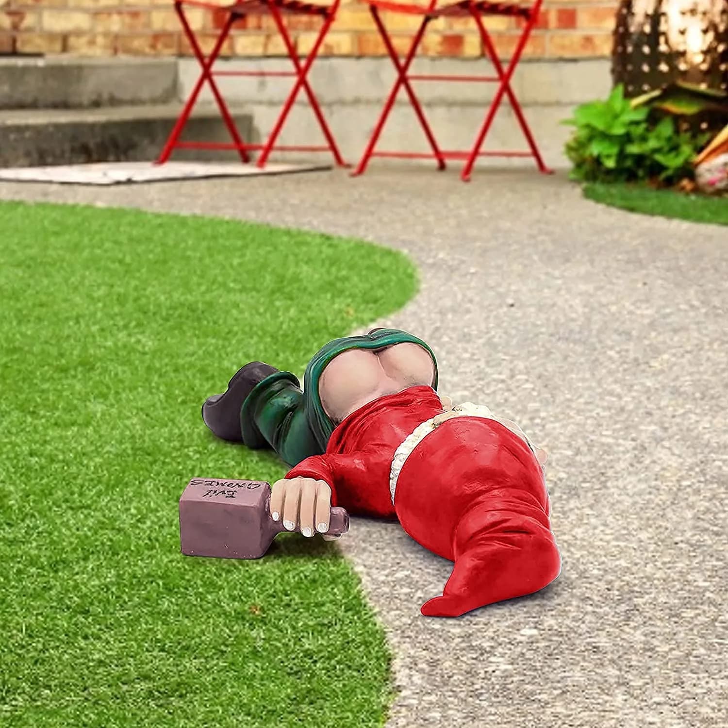IcyAits Funny Drunk Dwarf Garden Gnome Statue 15.2cm (6 inches) | Resin Sculpture for Outdoor Decor - view 3