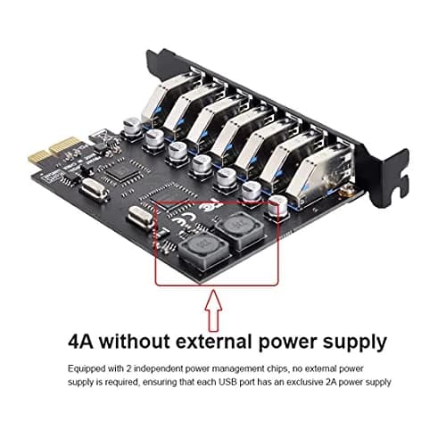 ChenYang 7 Port PCI-E 1X to 7 USB 3.0 HUB PCI Express Expansion Card Adapter with 120mm Bracket | 5Gbps Data Transfer thumbnail 5