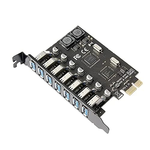 ChenYang 7 Port PCI-E 1X to 7 USB 3.0 HUB PCI Express Expansion Card Adapter with 120mm Bracket | 5Gbps Data Transfer thumbnail 1