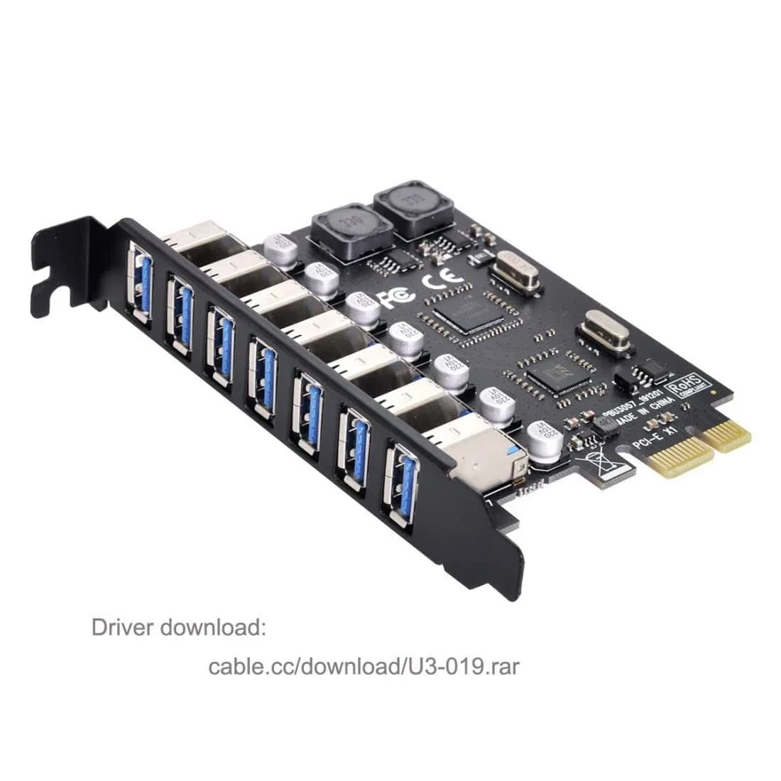 ChenYang 7 Port PCI-E 1X to 7 USB 3.0 HUB PCI Express Expansion Card Adapter with 120mm Bracket | 5Gbps Data Transfer - view 8