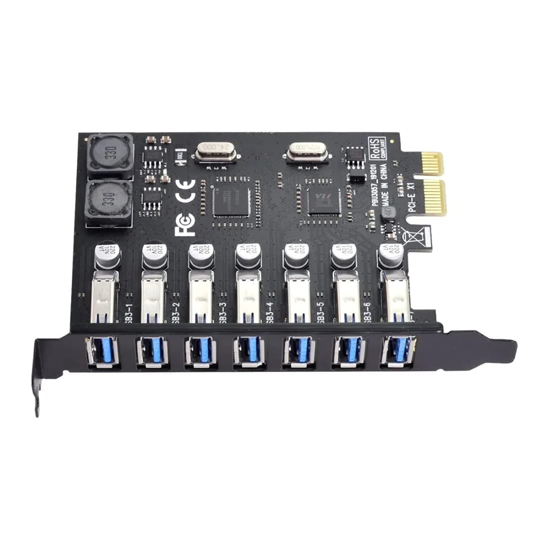 ChenYang 7 Port PCI-E 1X to 7 USB 3.0 HUB PCI Express Expansion Card Adapter with 120mm Bracket | 5Gbps Data Transfer - view 9