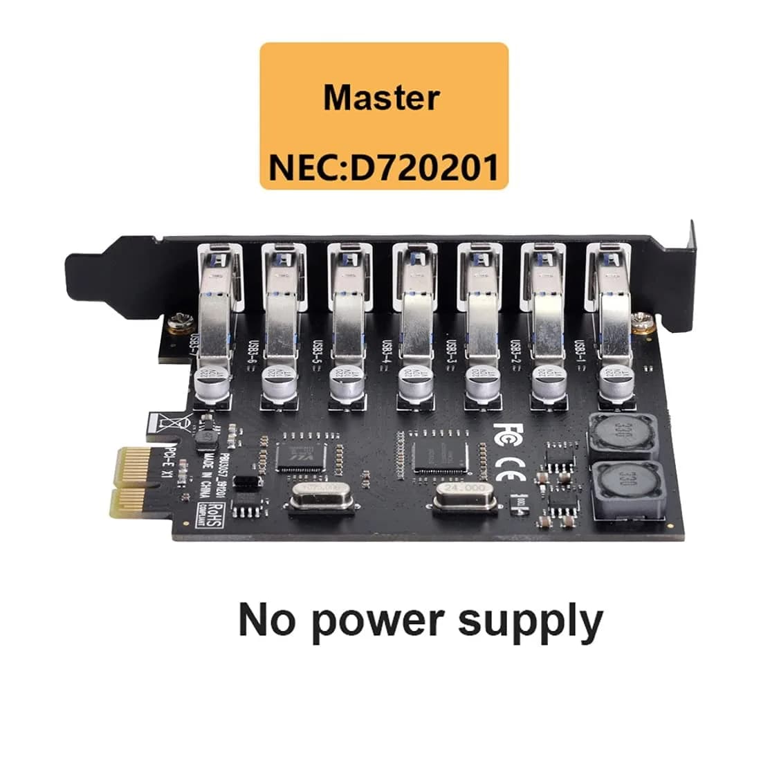 ChenYang 7 Port PCI-E 1X to 7 USB 3.0 HUB PCI Express Expansion Card Adapter with 120mm Bracket | 5Gbps Data Transfer - view 4