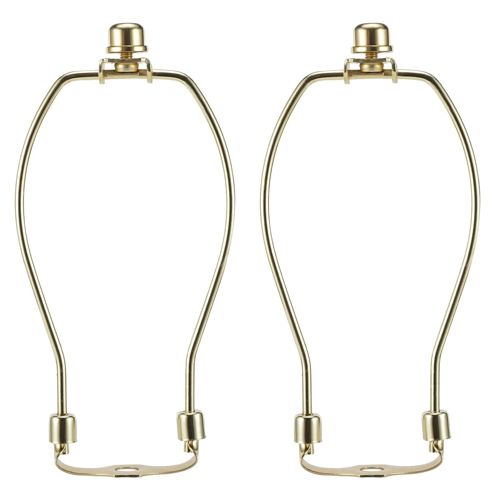 saangseon 8 Inch Brass Lamp Harp Holder Kits with Finials and Saddle Bases, Light Duty, Set of 2 | DIY Lighting Accessories Horn Frame Lampshade Brackets - main product image