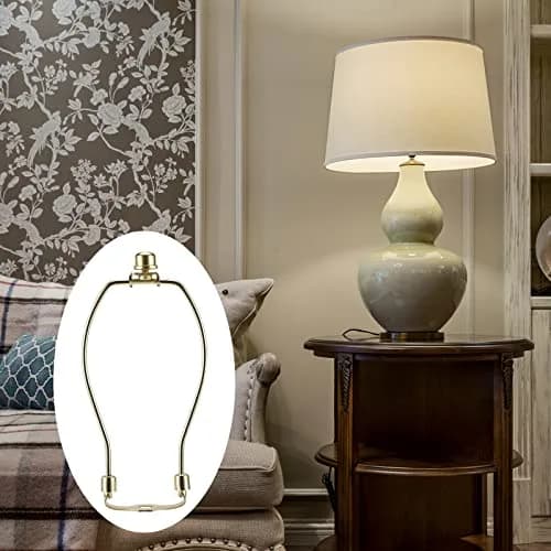 saangseon 8 Inch Brass Lamp Harp Holder Kits with Finials and Saddle Bases, Light Duty, Set of 2 | DIY Lighting Accessories Horn Frame Lampshade Brackets thumbnail 6