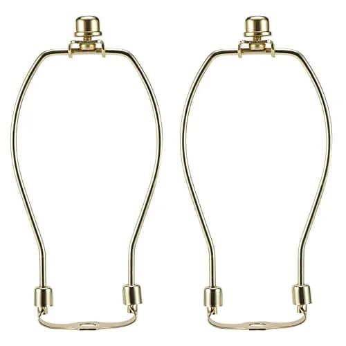 saangseon 8 Inch Brass Lamp Harp Holder Kits with Finials and Saddle Bases, Light Duty, Set of 2 | DIY Lighting Accessories Horn Frame Lampshade Brackets thumbnail 1