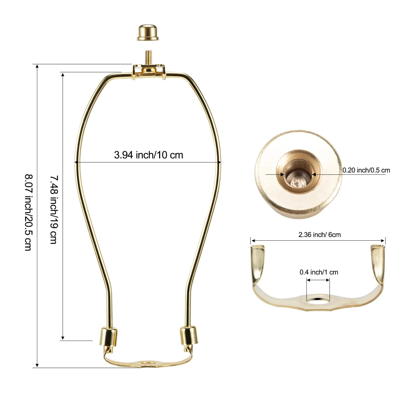 saangseon 8 Inch Brass Lamp Harp Holder Kits with Finials and Saddle Bases, Light Duty, Set of 2 | DIY Lighting Accessories Horn Frame Lampshade Brackets - view 2