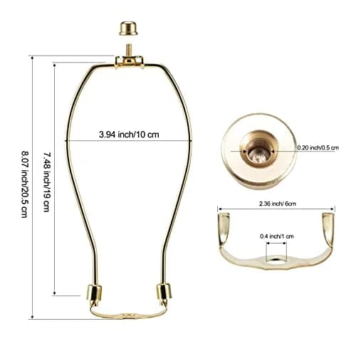 saangseon 8 Inch Brass Lamp Harp Holder Kits with Finials and Saddle Bases, Light Duty, Set of 2 | DIY Lighting Accessories Horn Frame Lampshade Brackets thumbnail 2