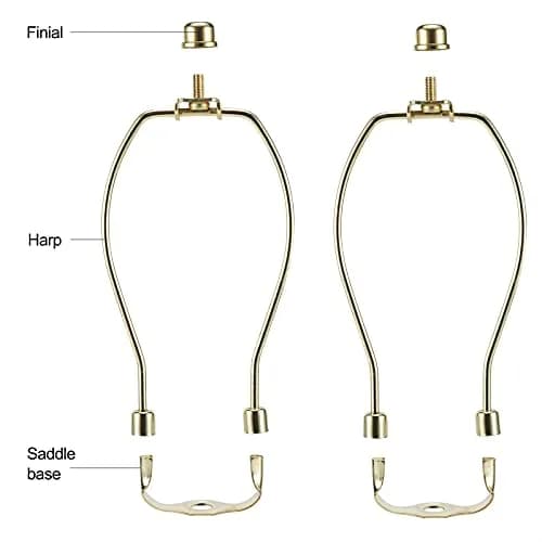 saangseon 8 Inch Brass Lamp Harp Holder Kits with Finials and Saddle Bases, Light Duty, Set of 2 | DIY Lighting Accessories Horn Frame Lampshade Brackets thumbnail 3