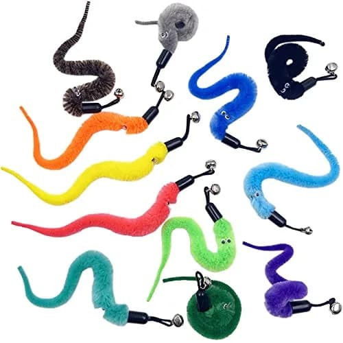 TIENAILING Cat Toy Worm Refills, 12 Pieces | Interactive Cat Wand Attachments for Indoor Cats thumbnail 4