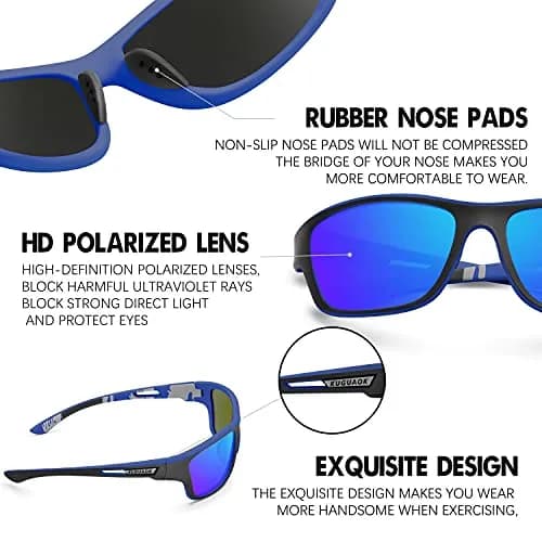 KUGUAOK Polarized Sports Sunglasses for Men Driving Cycling Fishing 70mm | UV 100% Protection thumbnail 5