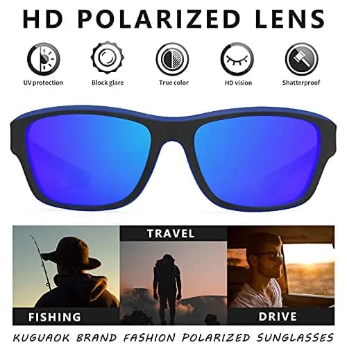 KUGUAOK Polarized Sports Sunglasses for Men Driving Cycling Fishing 70mm | UV 100% Protection thumbnail 2