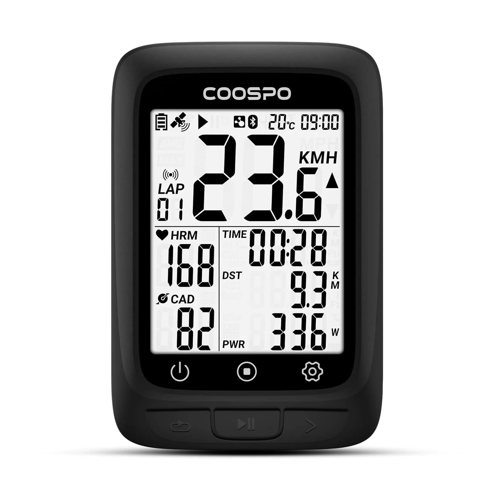 CooSpo BC107 GPS Bike Computer Wireless with ANT+ & Bluetooth, 5.84cm (2.3") LCD, IP67 Waterproof | Accurate GPS Positioning for Cycling - main product image