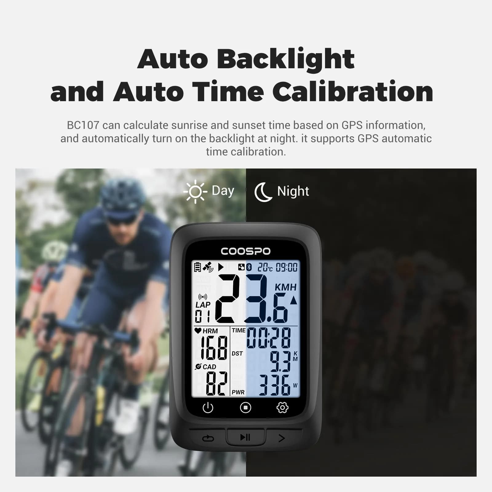 CooSpo BC107 GPS Bike Computer Wireless with ANT+ & Bluetooth, 5.84cm (2.3") LCD, IP67 Waterproof | Accurate GPS Positioning for Cycling - view 3
