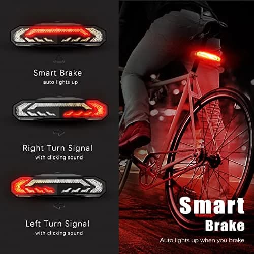wsdcam Smart Bike Tail Light with Turn Signals, Brake Light, Alarm & Horn - 160 Lumens | USB Rechargeable, IP54 Waterproof thumbnail 3