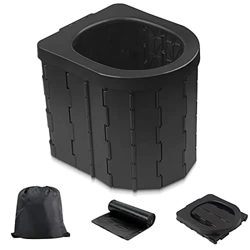 Zinyeme Portable Toilet for Camping, Folding Commode Bucket with 12 Bags & Carry Bag, 400 lb Capacity | Outdoor Travel Restroom thumbnail 1