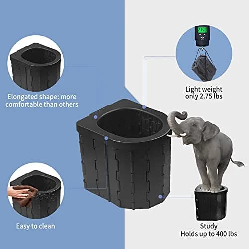 Zinyeme Portable Toilet for Camping, Folding Commode Bucket with 12 Bags & Carry Bag, 400 lb Capacity | Outdoor Travel Restroom thumbnail 4