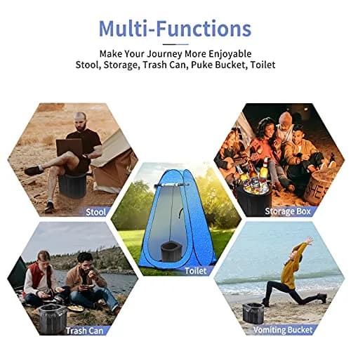 Zinyeme Portable Toilet for Camping, Folding Commode Bucket with 12 Bags & Carry Bag, 400 lb Capacity | Outdoor Travel Restroom thumbnail 7