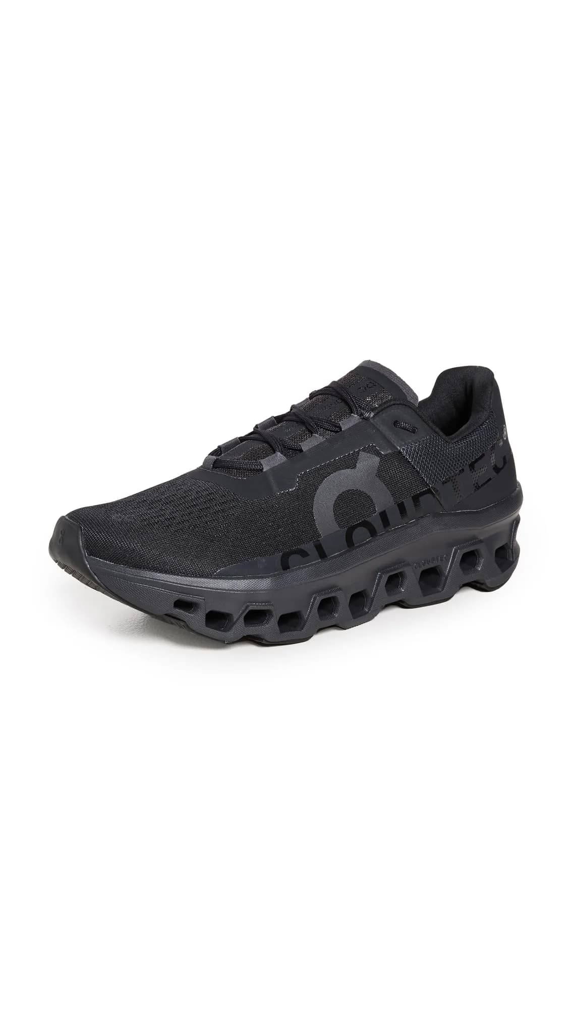On Men's Cloudmonster Sneakers All Black Size 8 | Breathable Mesh Running Shoe