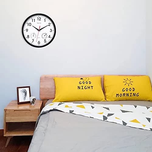 Vigorwise 10 Inch Black Wall Clock Silent Wall Clocks with Temperature thumbnail 7