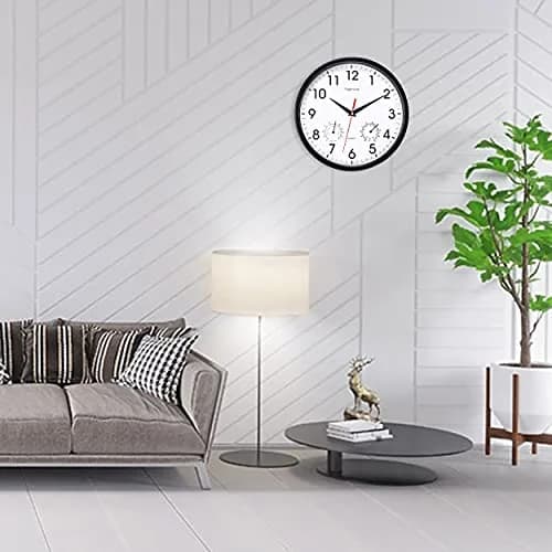 Vigorwise 10 Inch Black Wall Clock Silent Wall Clocks with Temperature thumbnail 2