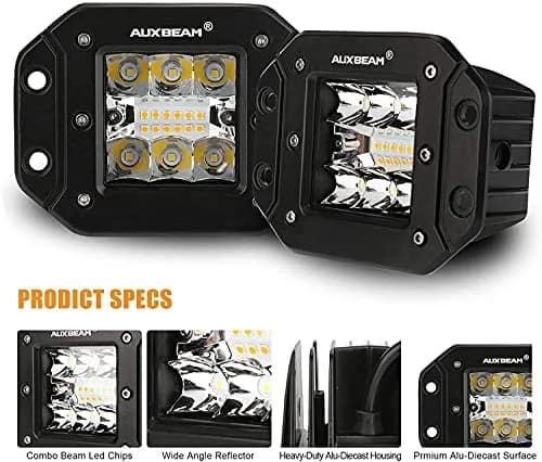 Auxbeam 5 Inch Pod Lights 72W White Amber Strobe Offroad Flush Mount Light | 6 Modes, IP68, Aluminum thumbnail 8