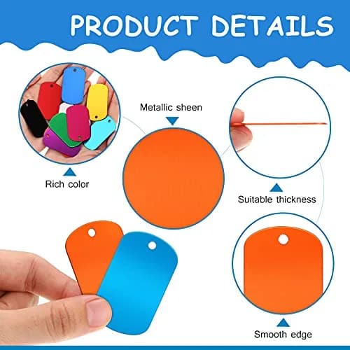 Ferraycle Blank Aluminum Stamping Tags 50x29x1mm (2x1.1in) with 3mm Hole, Pack of 30 | DIY Craft Supplies for Jewelry, Keychains, Pet Tags thumbnail 4