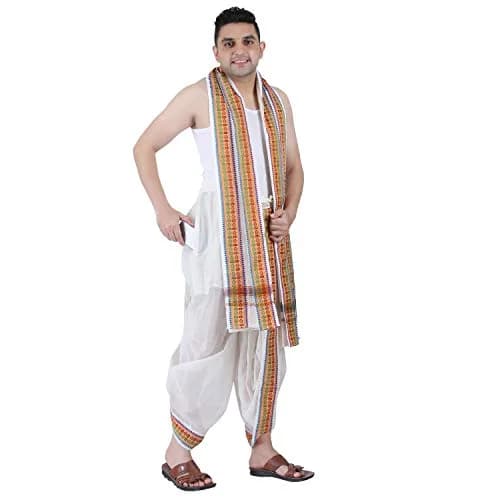PRAKASAM COTTON Men's Towel Set with Pocket, One Size | Cotton, Off-White, Relaxed Fit, Easy Wear (70-120 chars) thumbnail 11