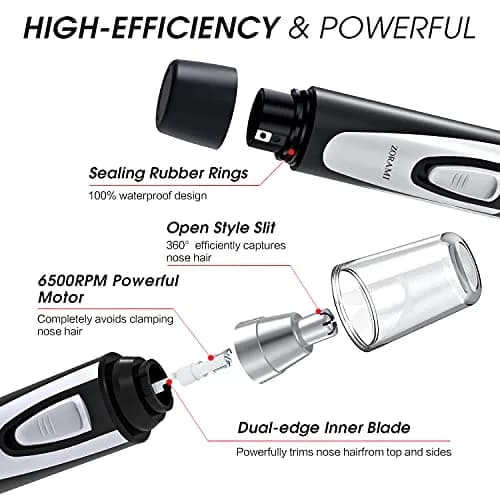 ZORAMI Ear and Nose Hair Trimmer Clipper for Men Women | IPX7 Waterproof, Dual-Edge Blades thumbnail 4