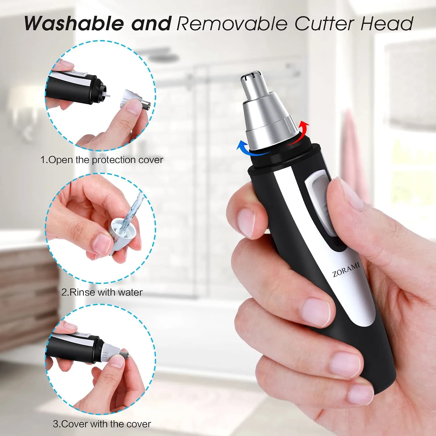 ZORAMI Ear and Nose Hair Trimmer Clipper for Men Women | IPX7 Waterproof, Dual-Edge Blades - view 5