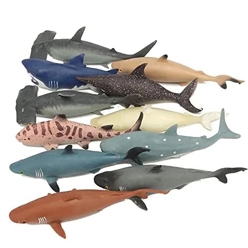 Axbotoy 10 Pack Shark Toys, 8" Soft & Stretchy Realistic Set for Bath & Play thumbnail 6